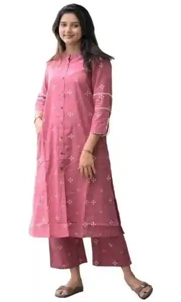 Sun Fashion And Lifestyle Women's Stitched Butti Print Calf Length Kurta Set